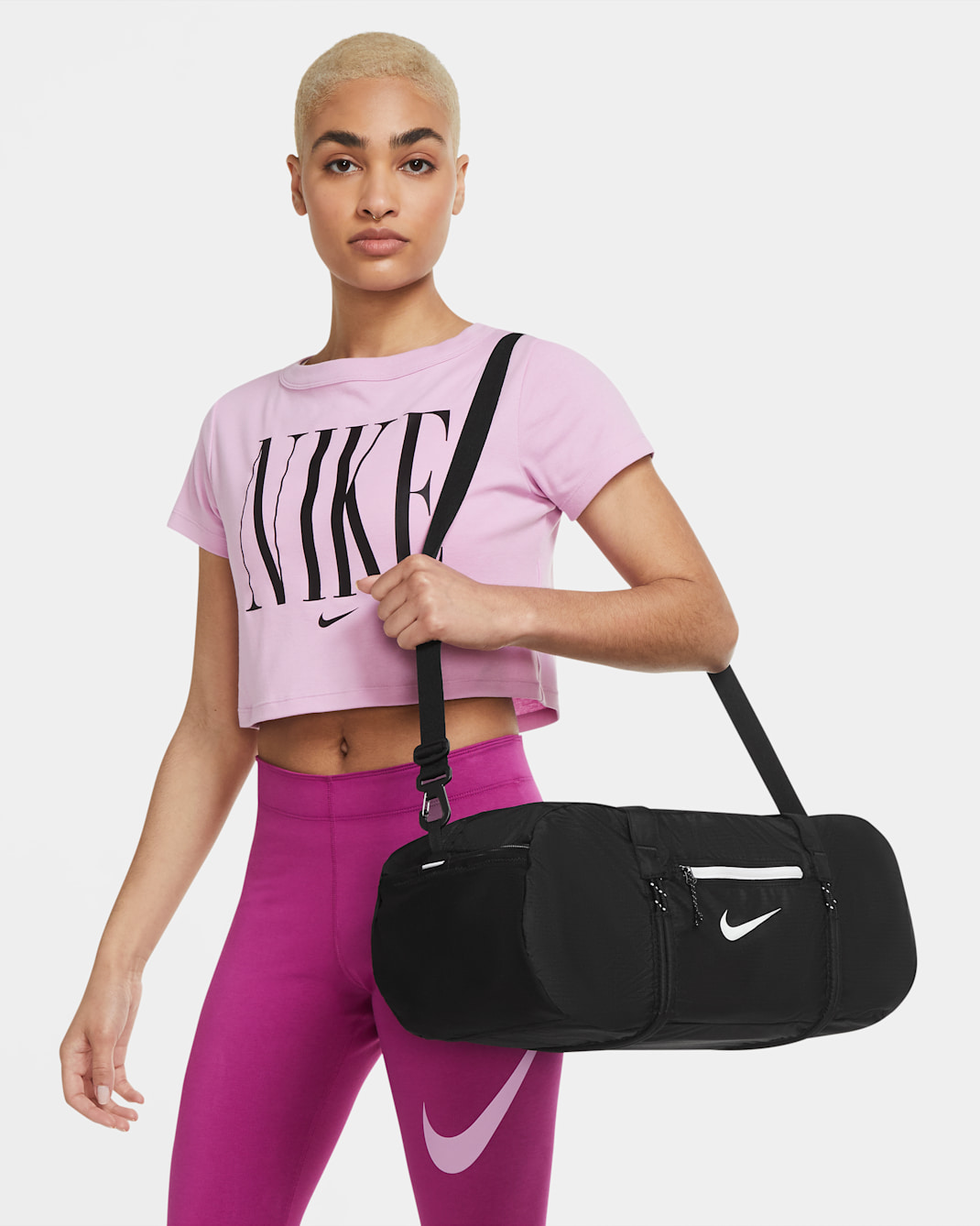 Nike Stash Duffel (21L) - Black/Black/White