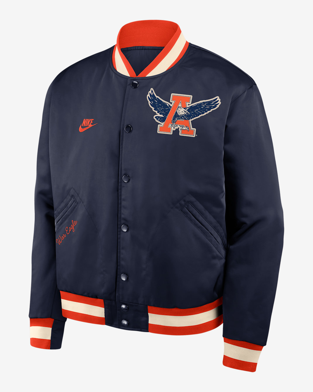 Auburn Legacy Men's Nike College Full-Snap Bomber Jacket - Navy