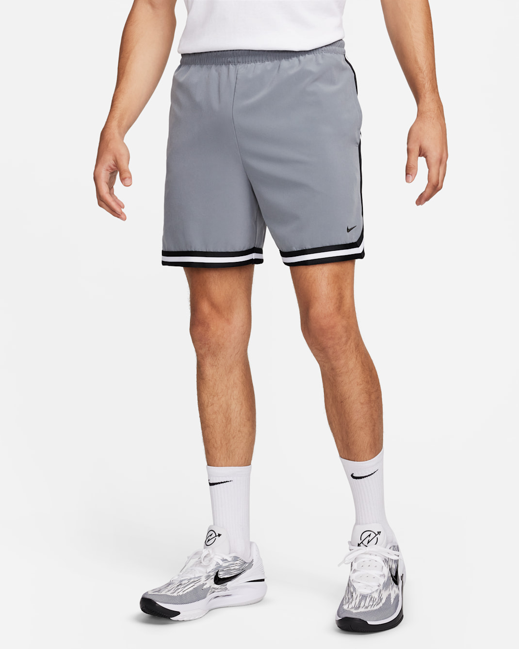 Shorts de básquetbol de tejido Woven UV Dri-FIT de 15 cm para hombre Nike DNA - Gris azulado/Negro/Negro