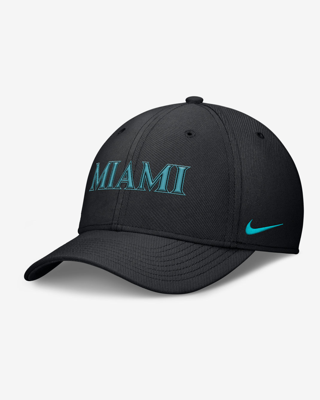 Miami Marlins City Connect Rise Swoosh Men's Nike Dri-FIT MLB Hat - Black