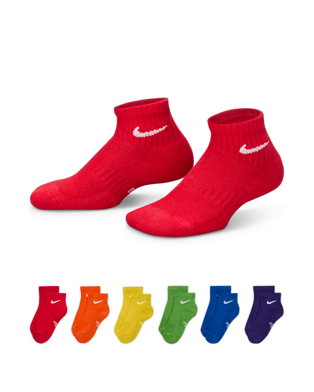Nike Everyday Kids' Cushioned Ankle Socks (6 Pairs) - Multi-Color