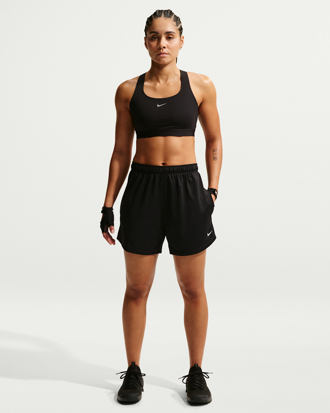 Nike One Women's Dri-FIT Mid-Rise 4" Shorts - Black/Black/White