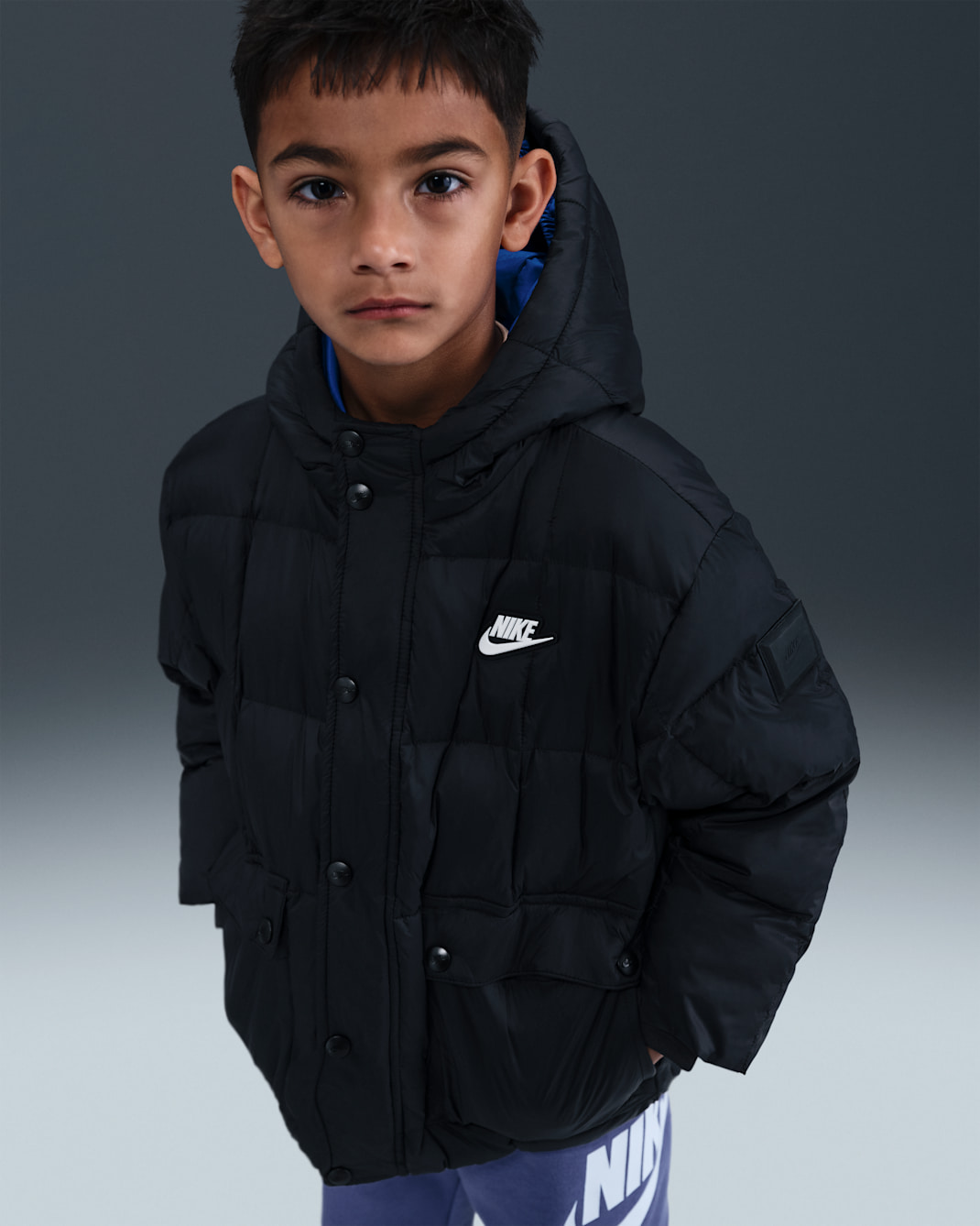 나이키 리틀키즈 프리미엄 패딩 다운 재킷 - 블랙