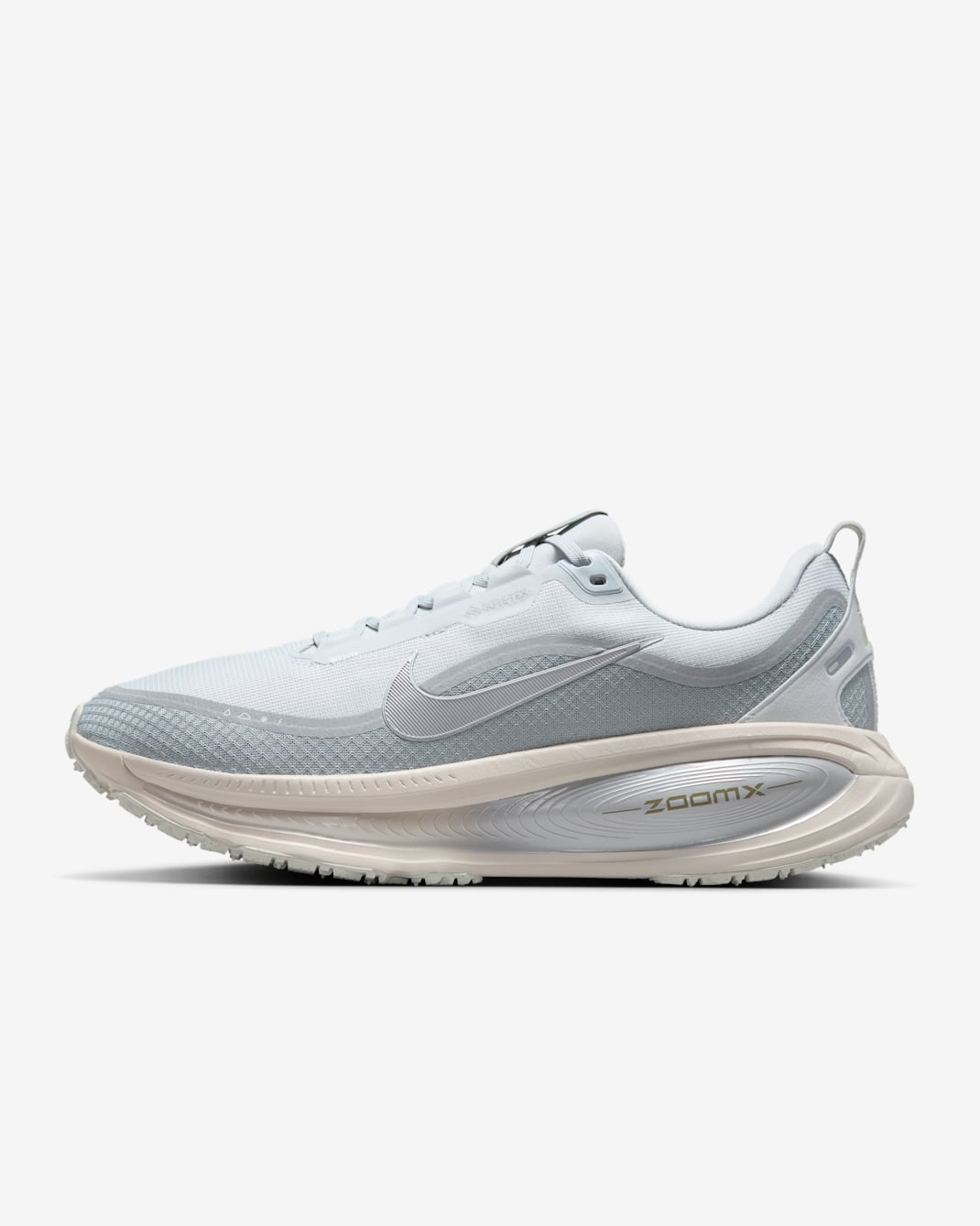 Nike Vomero 18 GORE-TEX Men's Waterproof Road Running Shoes with Reflective Design Accents - Pure Platinum/Light Pumice/Barely Green/Metallic Silver