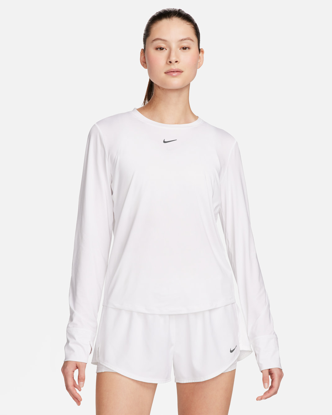Playera de manga larga Dri-FIT para mujer Nike One Classic - Blanco/Negro