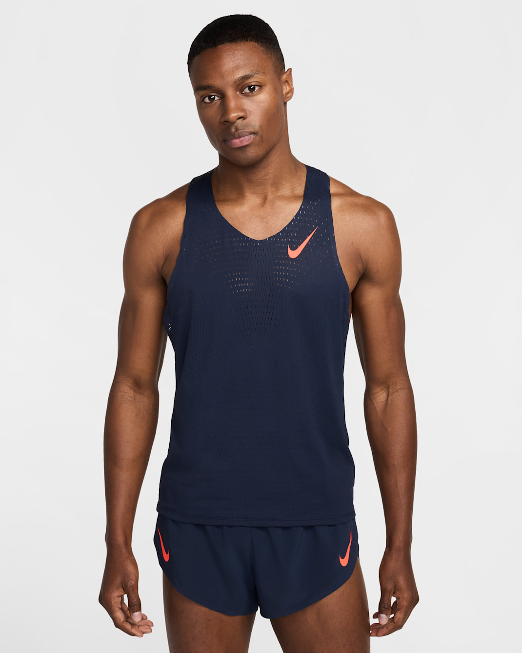 Nike AeroSwift Men's Dri-FIT ADV Running Singlet - Obsidian/Bright Crimson