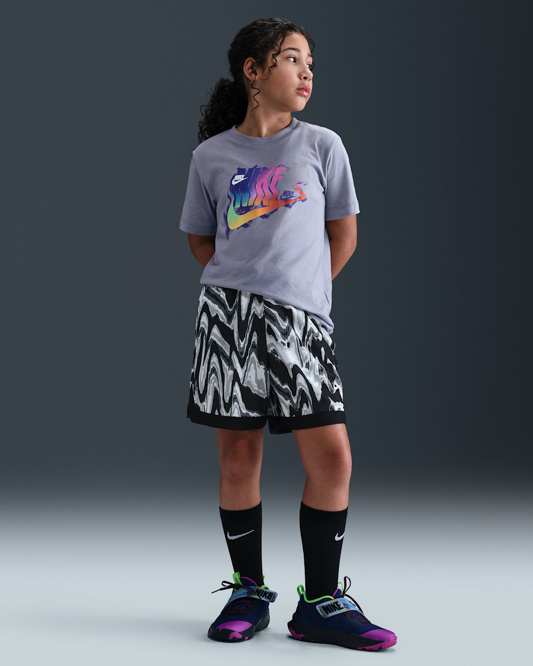 Nike Court Big Kids' Dri-FIT 5" Basketball Shorts - Black/White