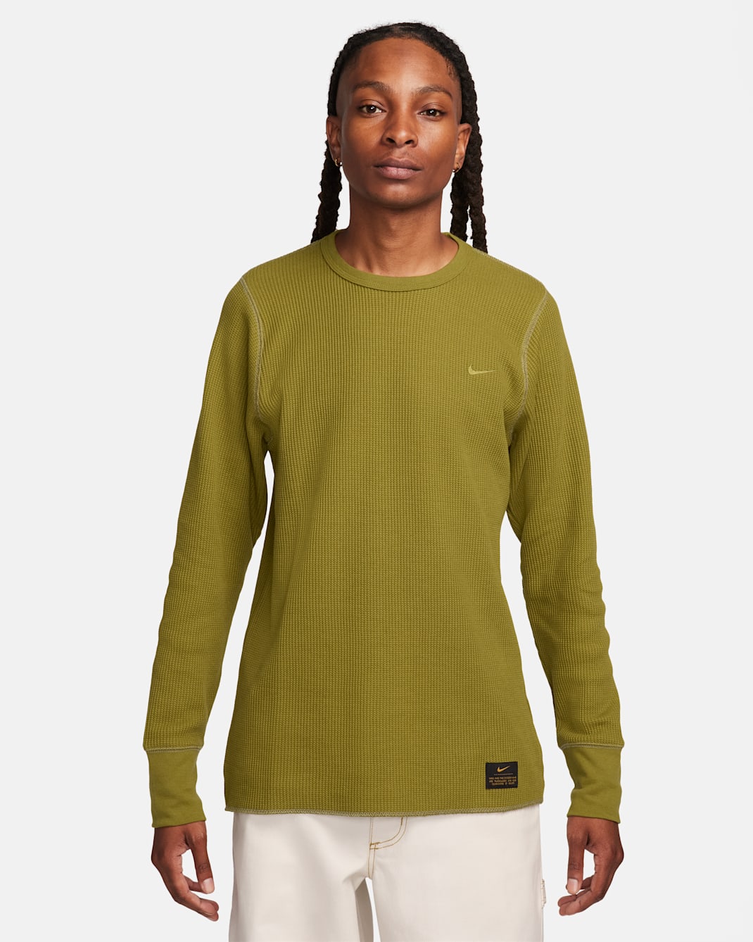 Nike Life Men's Long-Sleeve Heavyweight Waffle Top - Pacific Moss/Neutral Olive/Pacific Moss