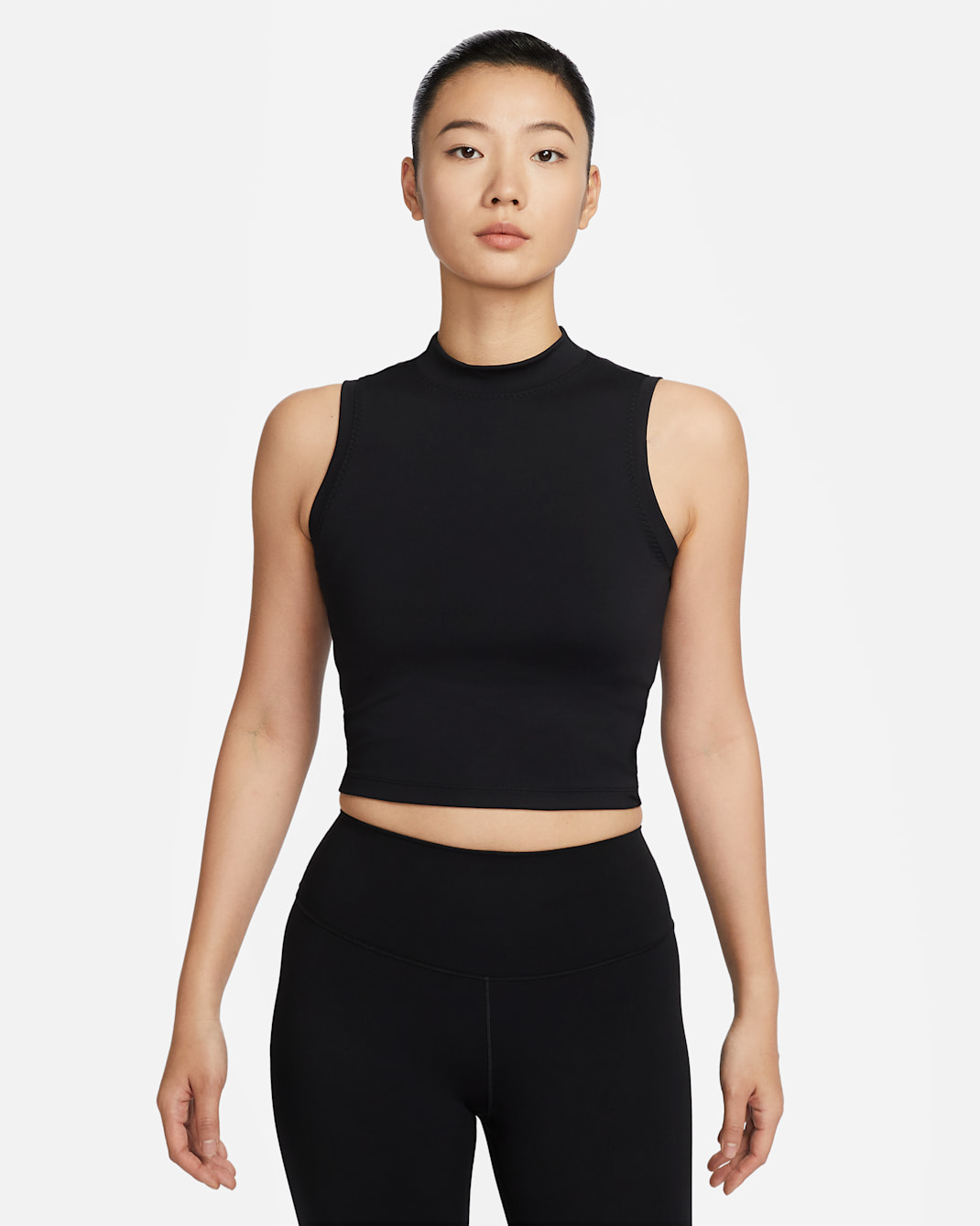 Nike One Fitted Women's Dri-FIT Mock-Neck Cropped Tank Top - Black