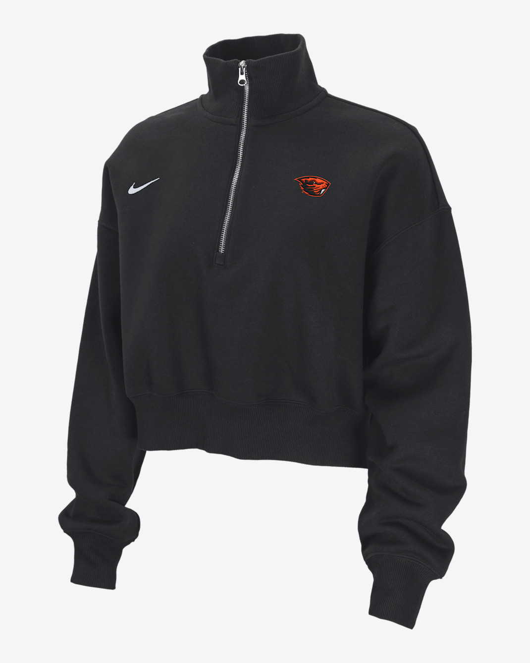 Oregon State Phoenix Fleece Women's Nike College Cropped 1/4-Zip Top - Black