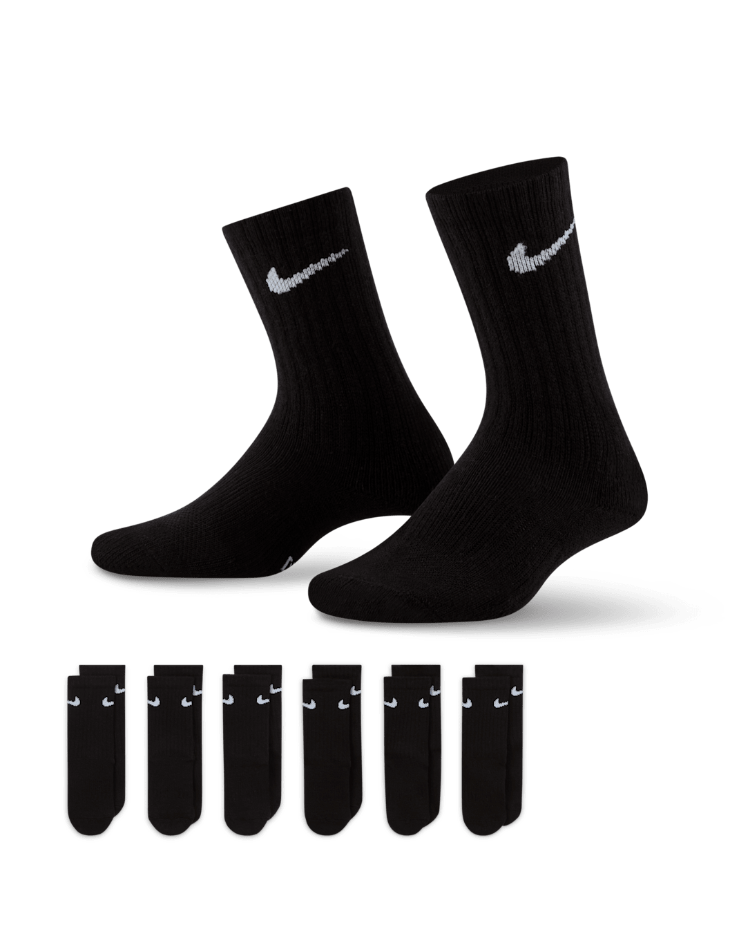 Nike Dri-FIT Performance Basics Little Kids' Crew Socks (6 Pairs) - Black