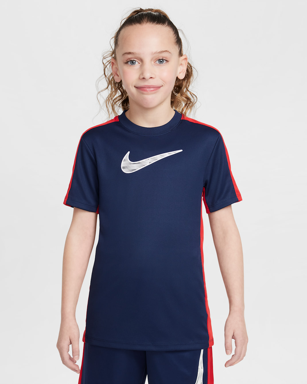 Nike Trophy23 Older Kids' Dri-FIT Short-Sleeve Top - Midnight Navy/University Red/White