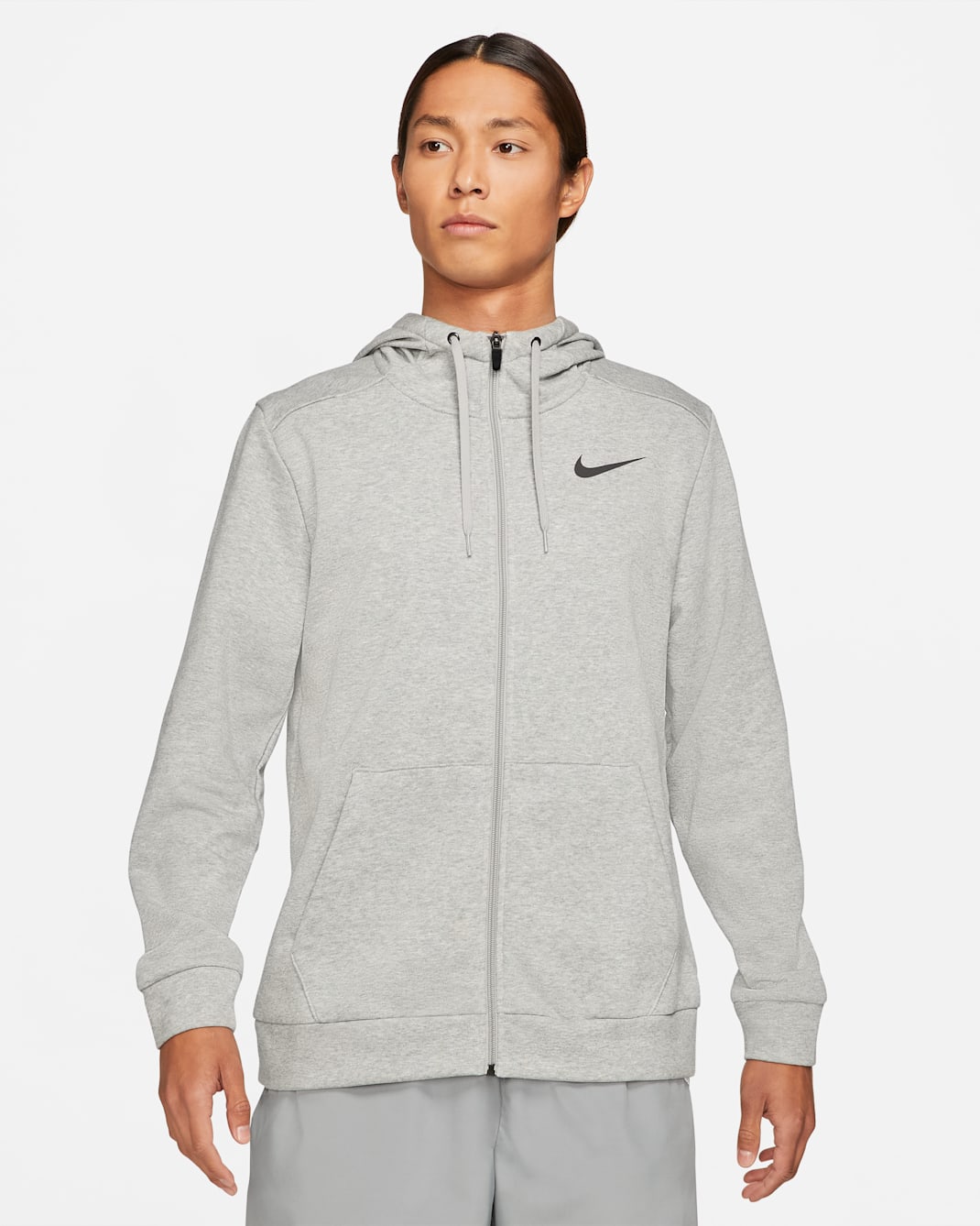 Nike Dri-FIT Men's Full-Zip Training Hoodie - Dark Grey Heather/Black