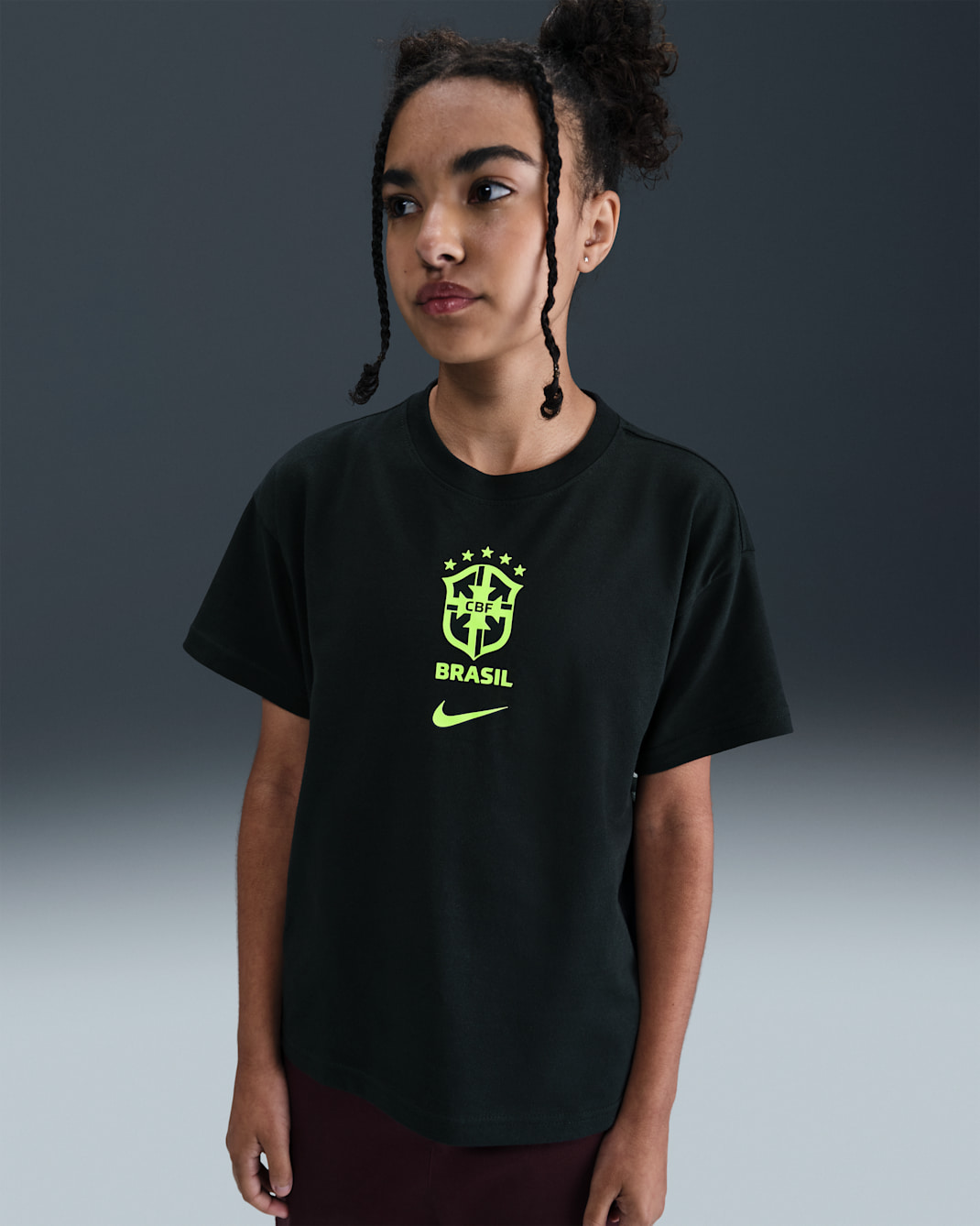Brazil Premium Goalkeeper Big Kids' Nike Soccer T-Shirt - Black