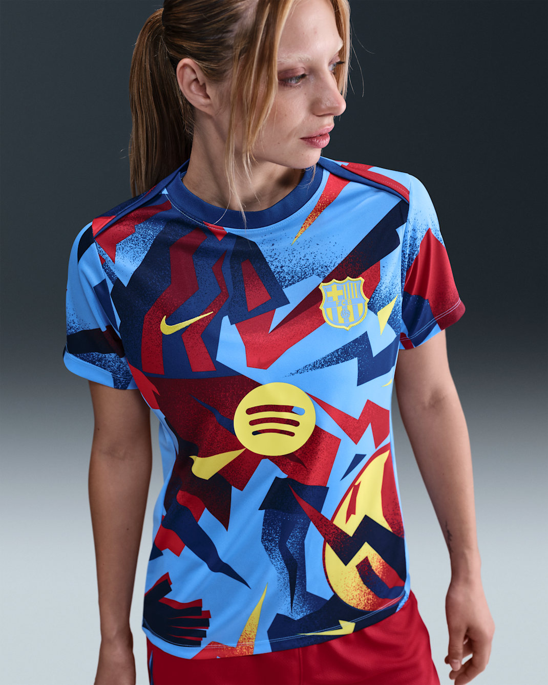 FC Barcelona Academy Pro Fourth Nike Dri-FIT Pre-Match-Fußballoberteil (Damen) - University Blue/University Blue/Gym Blue/Opti Yellow