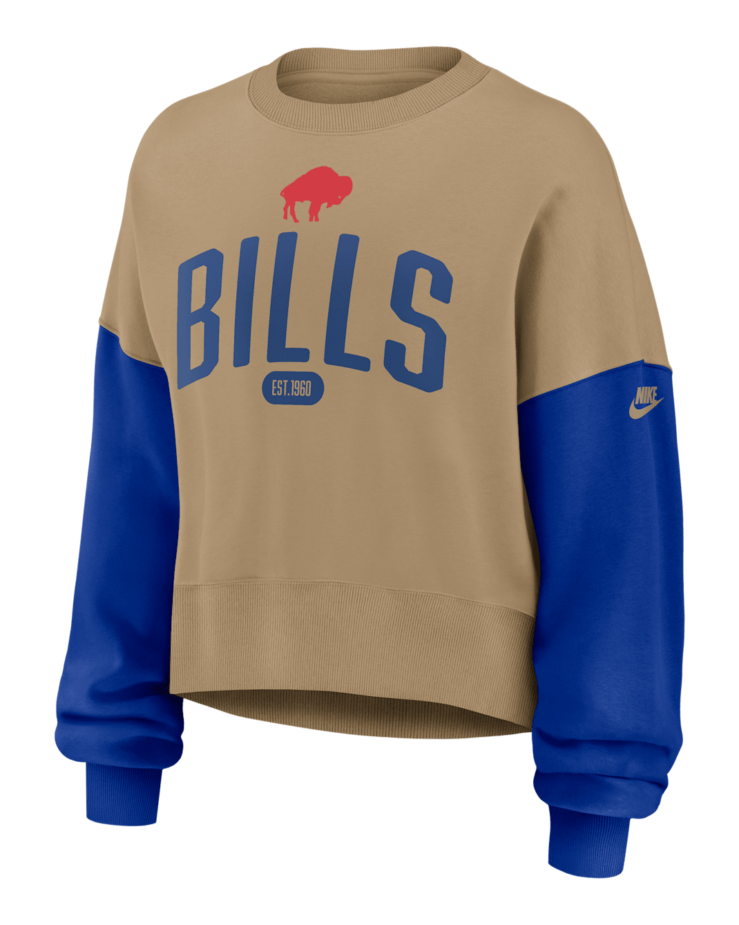 Buffalo Bills Rewind Women's Nike NFL Pullover Crew - Tan/Beige