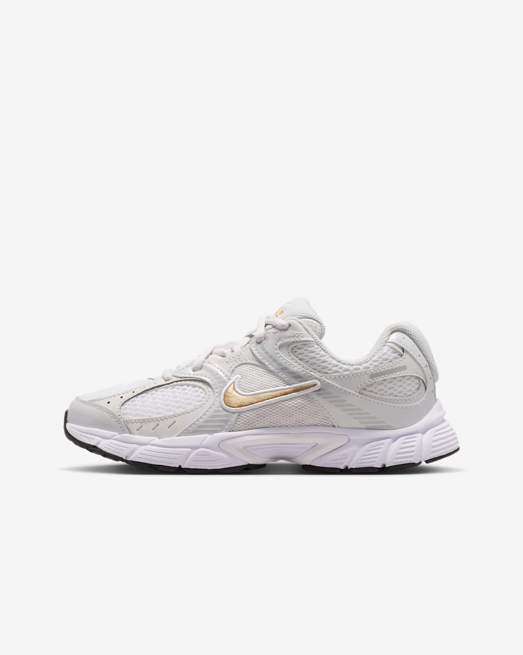 Tenis para niños grandes Nike V5 RNR - Blanco/Plata metalizado/Polvo fotón/Oro metalizado