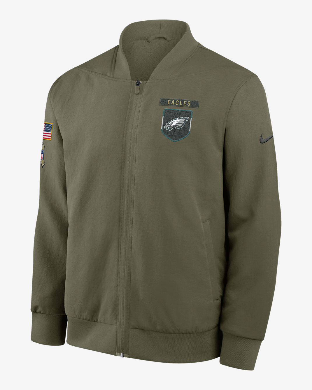 Philadelphia Eagles Salute to Service Sideline Men's Nike NFL Full-Zip Bomber Jacket - Olive