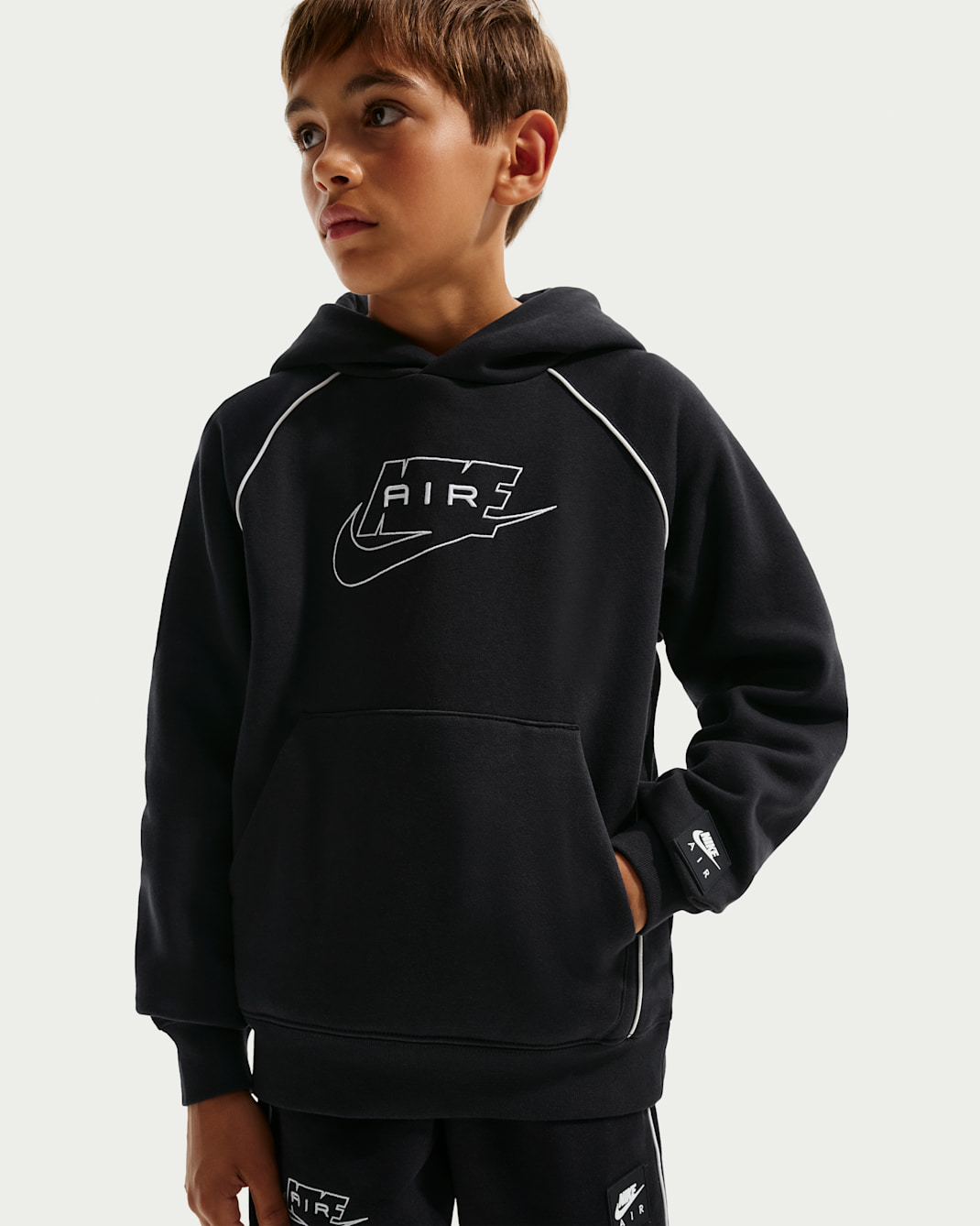 Nike Air Big Kids' Pullover Hoodie - Black/White/White