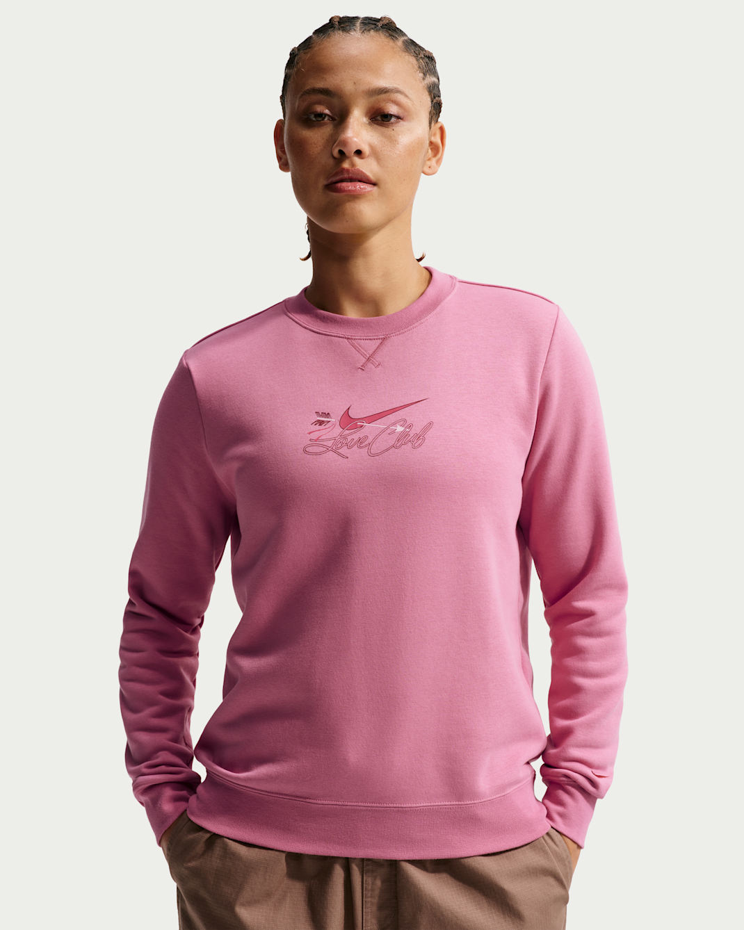 Nike Sportswear Club Fleece Women's Crew-Neck Sweatshirt - Peony/Team Crimson