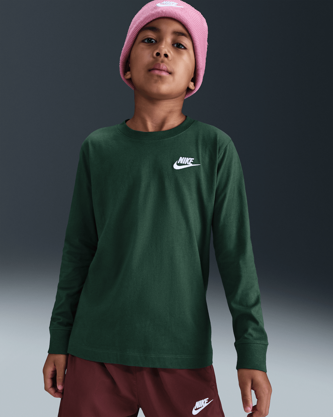 Nike Sportswear langermet T-skjorte til store barn - Fir