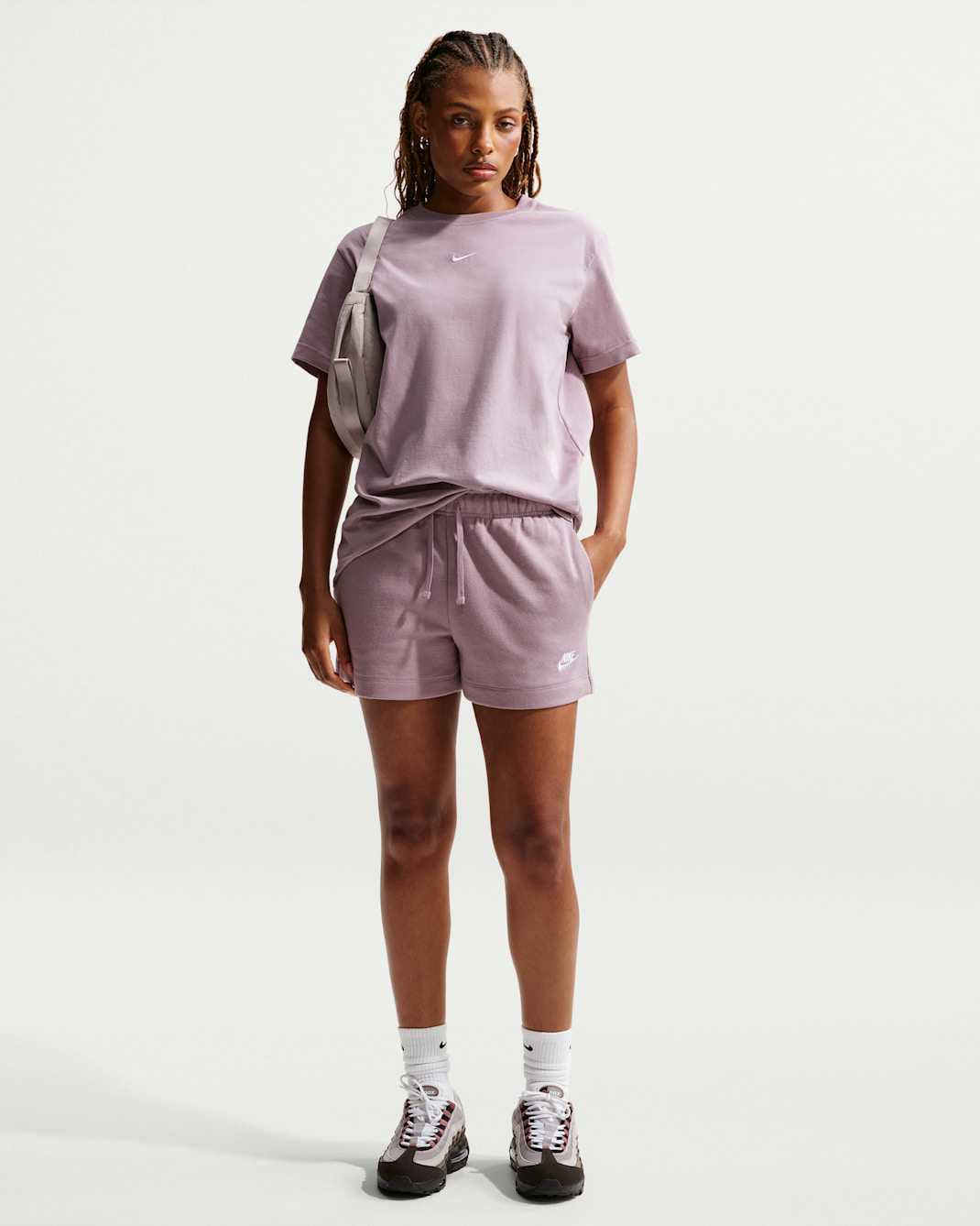 Nike Sportswear Club Fleece Women's Mid-Rise Shorts - Light Violet Ore/White