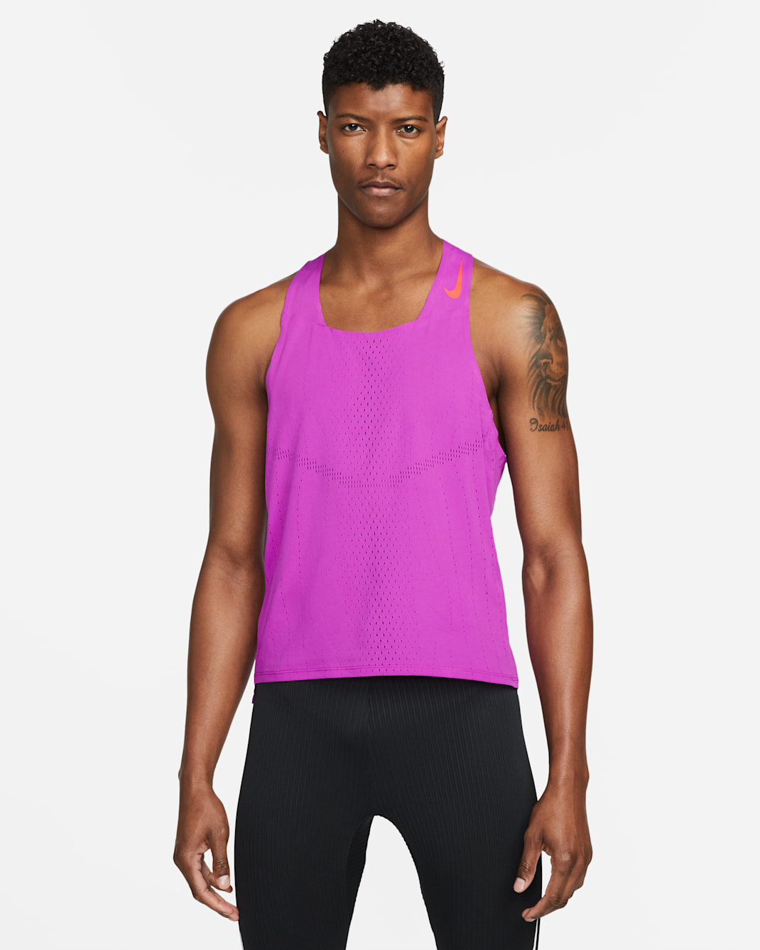 Camiseta sin mangas para carrera para hombre Nike Dri-FIT ADV AeroSwift - Morado vivo/Carmesí brillante