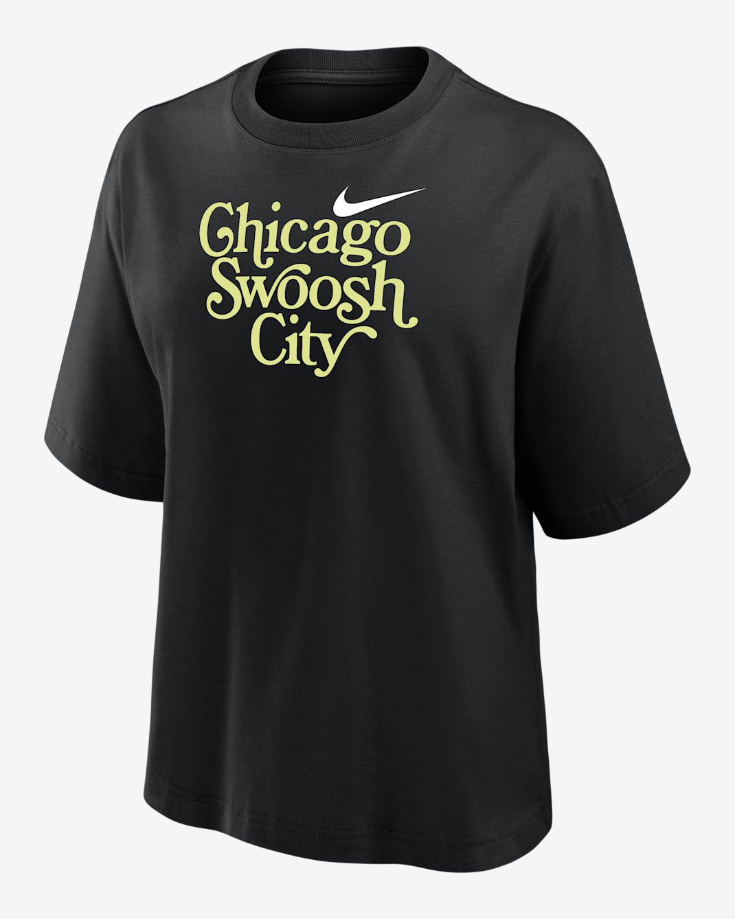 Nike Swoosh Cities Chicago Women's Short-Sleeve Boxy T-Shirt - Black