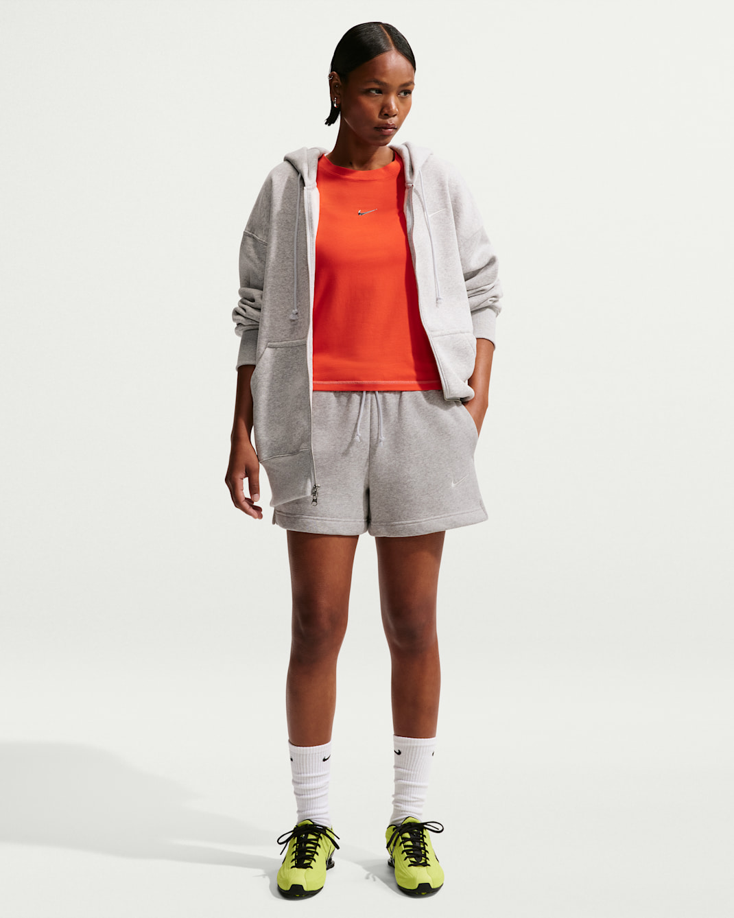 Nike Sportswear Phoenix Fleece Women's Mid-Rise 4" Shorts - Pure Platinum/Heather/Sail