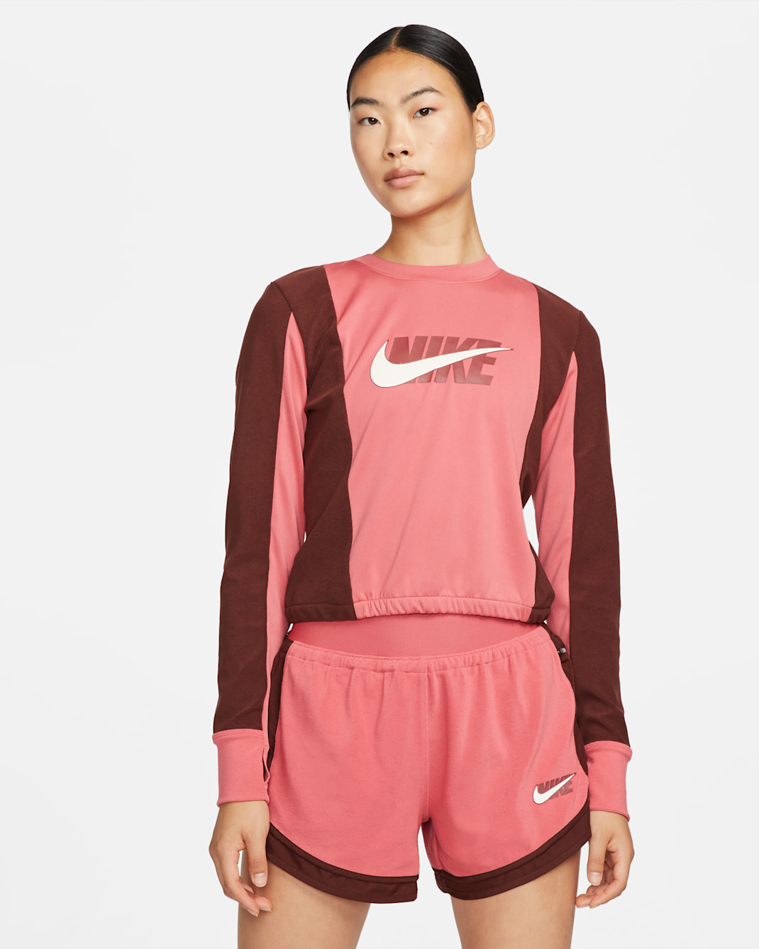 เสื้อวิ่งมิดเลเยอร์ผู้หญิง Nike Dri-FIT Icon Clash - Archaeo Pink/Bronze Eclipse/Cedar/Sail