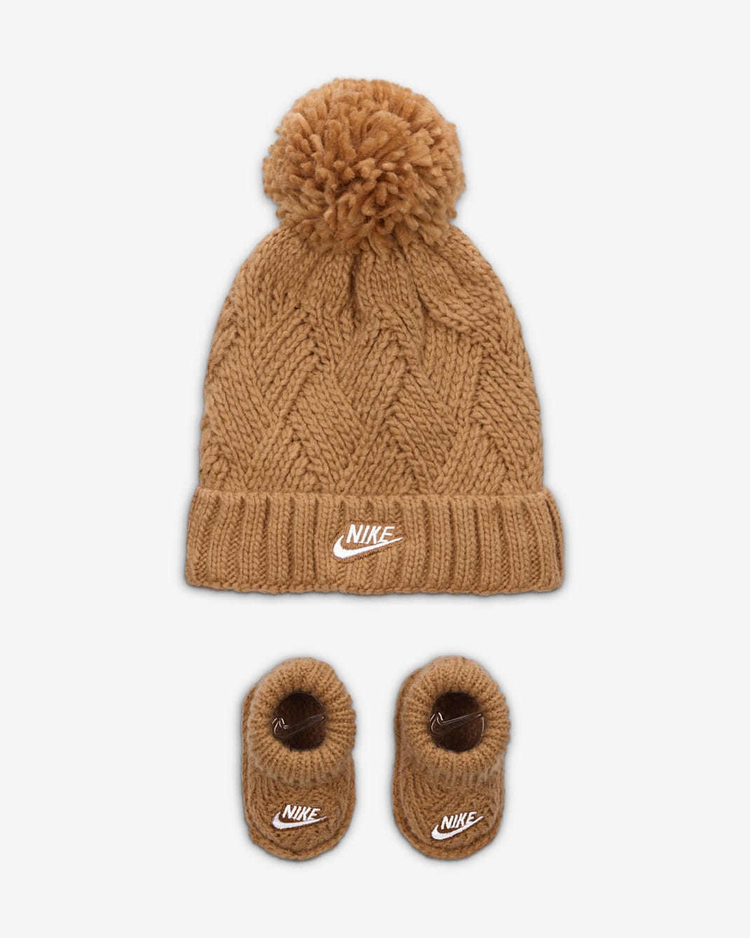 Conjunto de botines y gorro tejidos con cable para bebé Nike (0-9 meses) - Lino