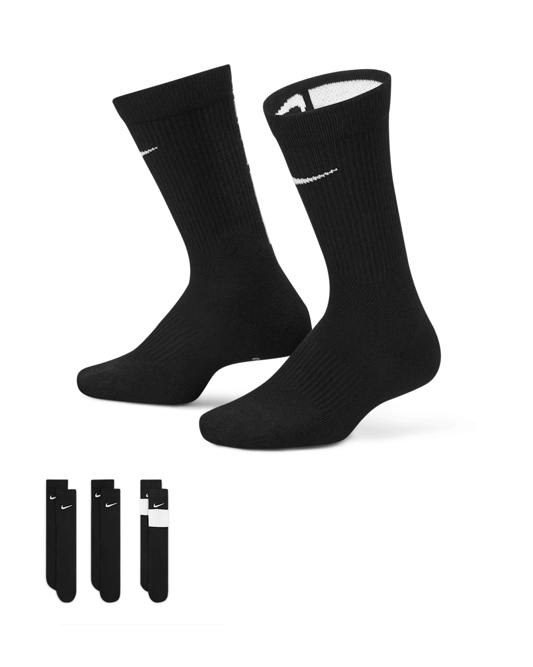 Nike Elite Kids' Basketball Crew Socks (3 Pairs) - Black/White