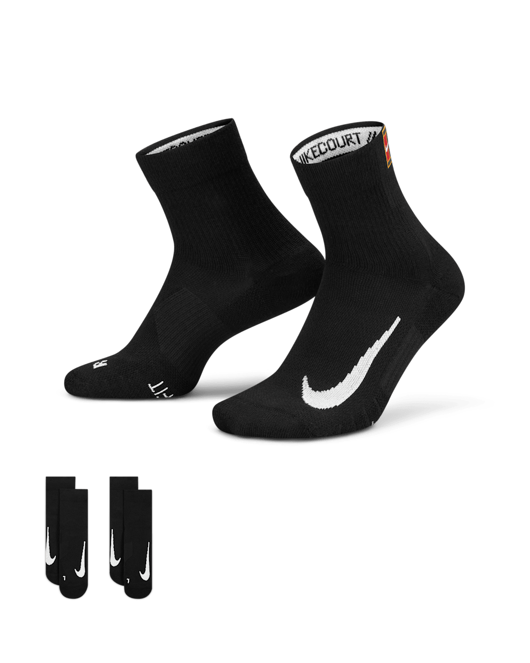 NikeCourt Multiplier Max Tennis Ankle Socks (2 Pairs) - Black/Black