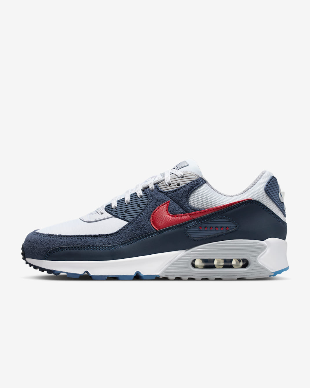 New England Patriots Air Max 90 Men's Nike Shoes - White/College Navy/University Red
