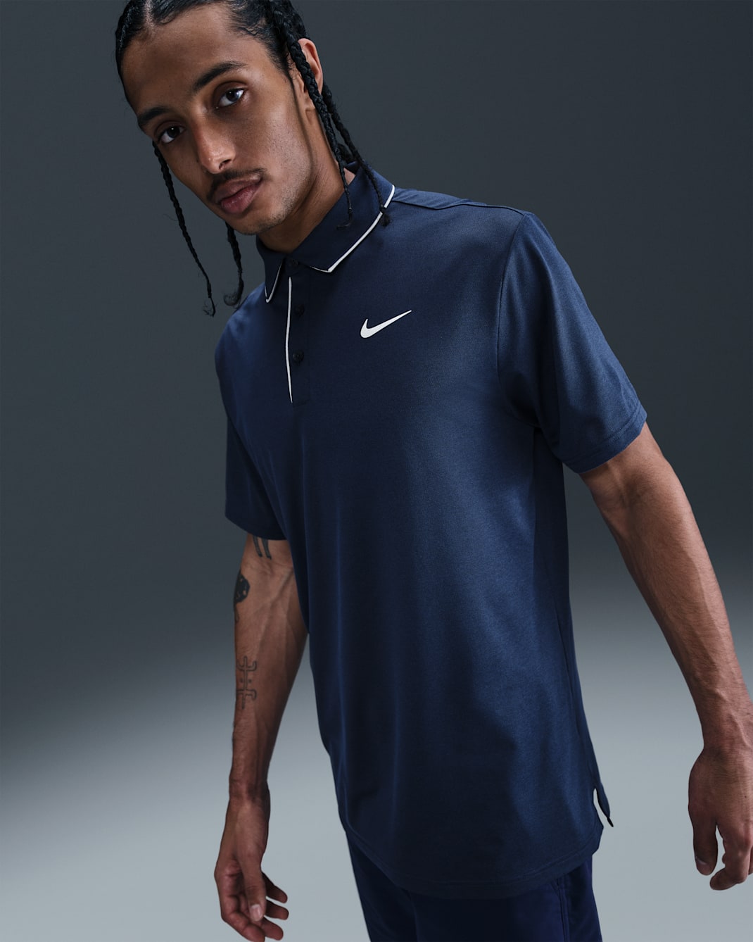 Nike Tour Men's Dri-FIT Golf Polo - Midnight Navy/White