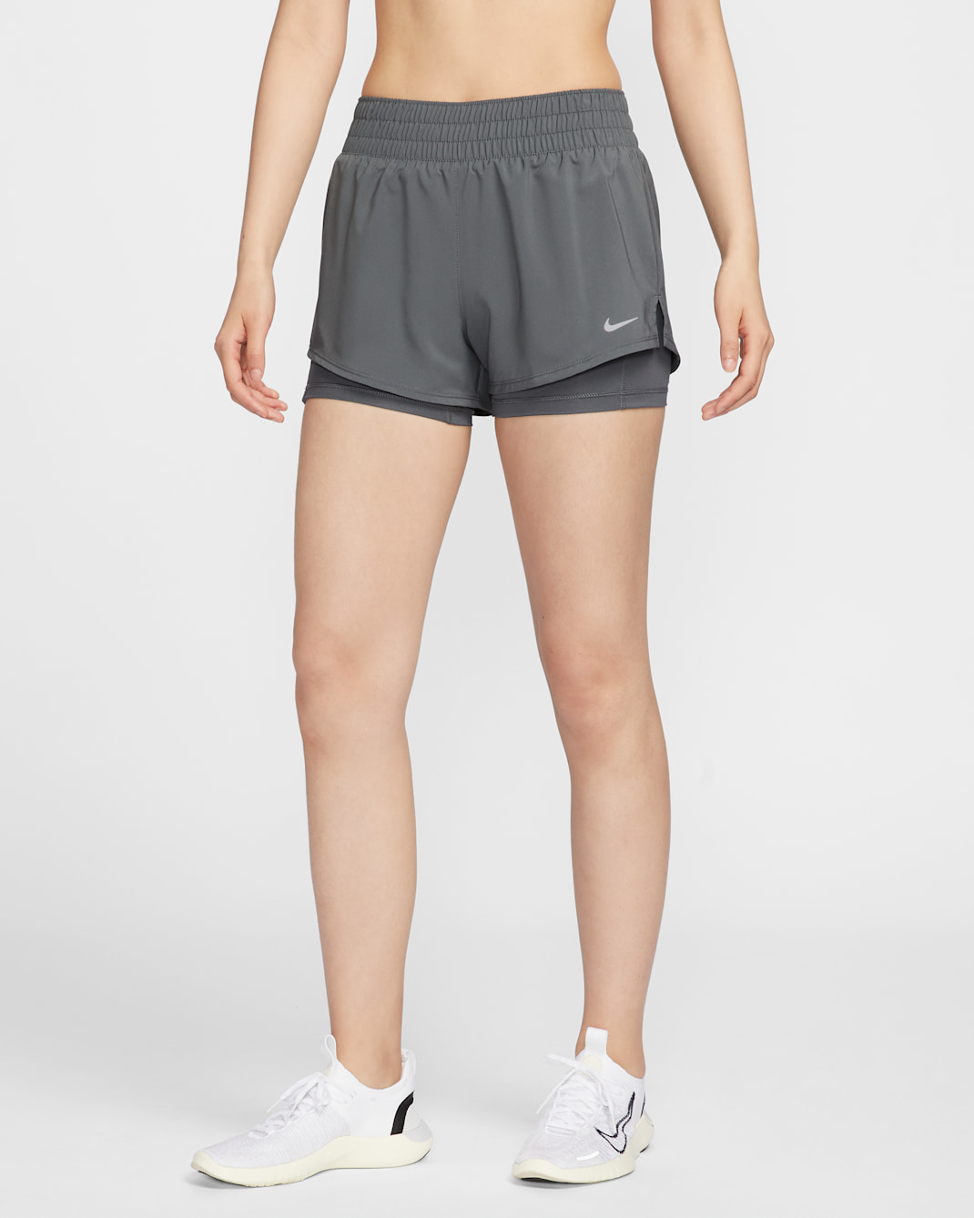 Nike Dri-FIT One Women's Mid-rise 8cm (approx.) 2-in-1 Shorts - Iron Grey