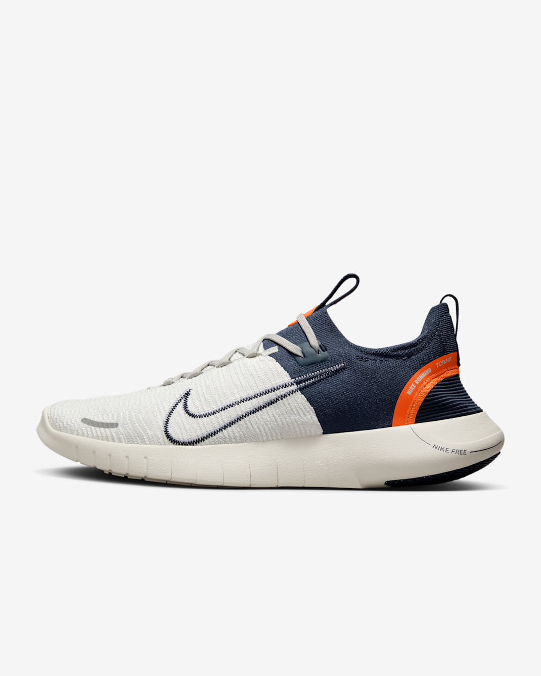 Nike Free RN NN Men's Road Running Shoes - Light Iron Ore/Sail/Total Orange/Thunder Blue