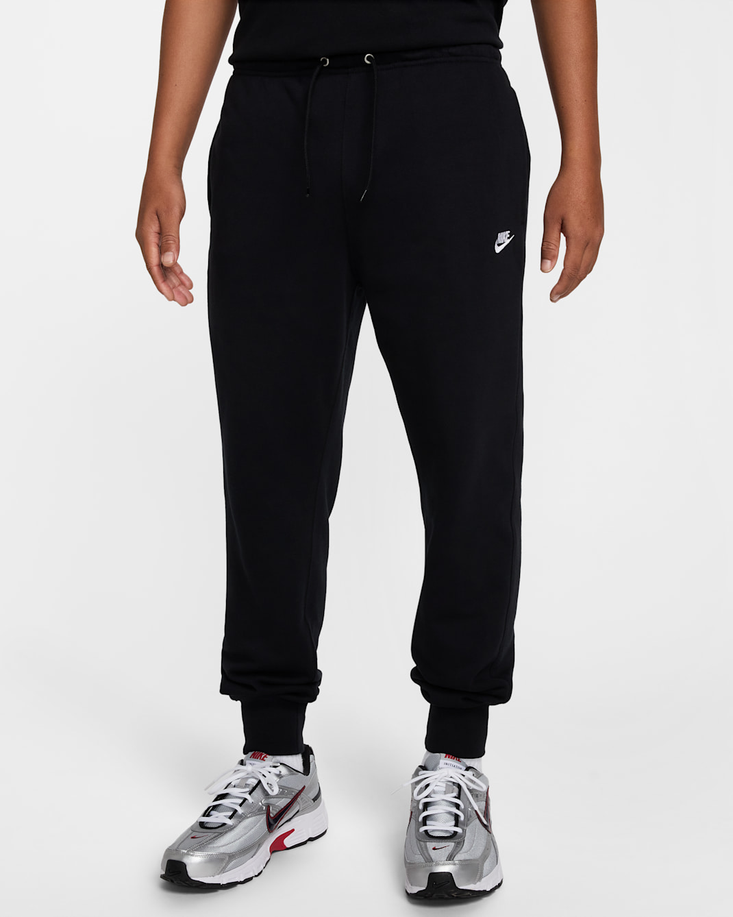 Ανδρικό παντελόνι φόρμας από French Terry ύφασμα Nike Club - Μαύρο/Μαύρο/Λευκό