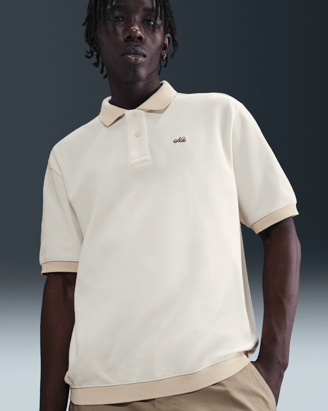 Nike Life Men's Heavyweight Polo - Sail/Light Khaki/Medium Olive