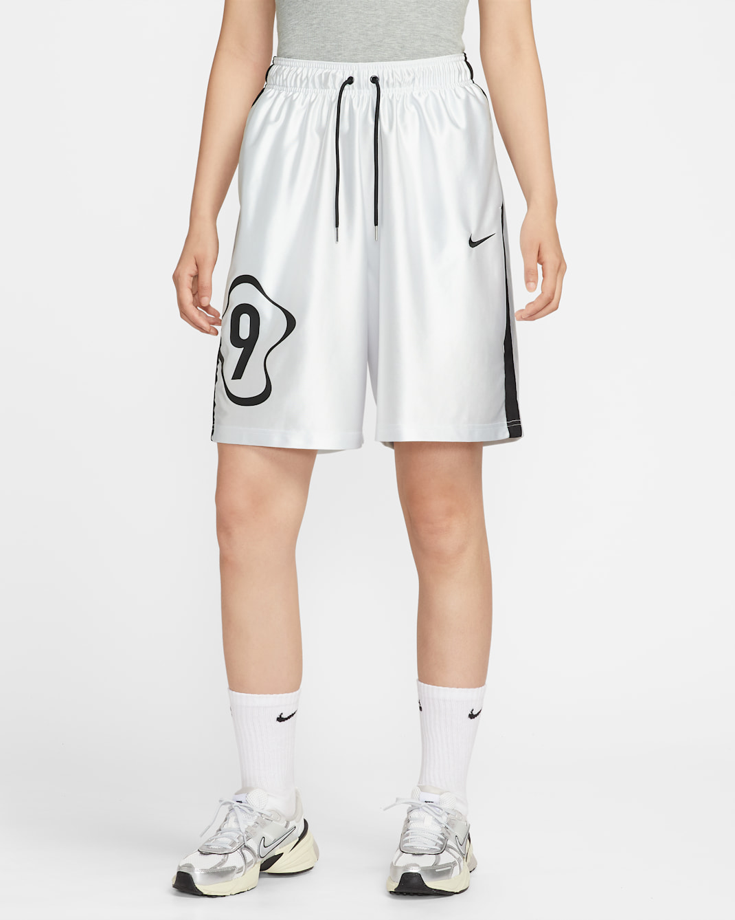 Nike Sportswear Women's Mid-Rise Oversized Mesh Shorts - Metallic Silver