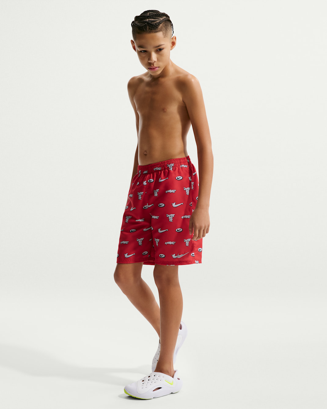Nike Swim Breaker Big Kids' (Boys') 7" Brief-Lined Volley Short - University Red/University Red/University Red/Wolf Grey