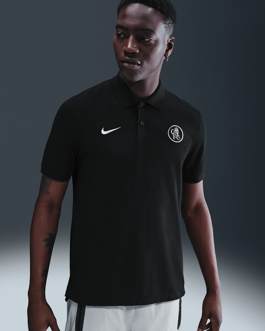 Chelsea F.C. The Nike Polo Third Men's Nike Dri-FIT Football Polo - Black/Black/Field Silver