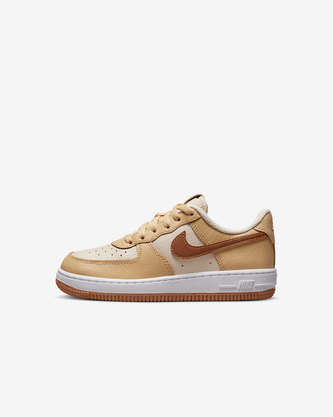 Nike Force 1 LV8 1 Younger Kids' Shoes - Pearl White/Sesame/White/Ale Brown