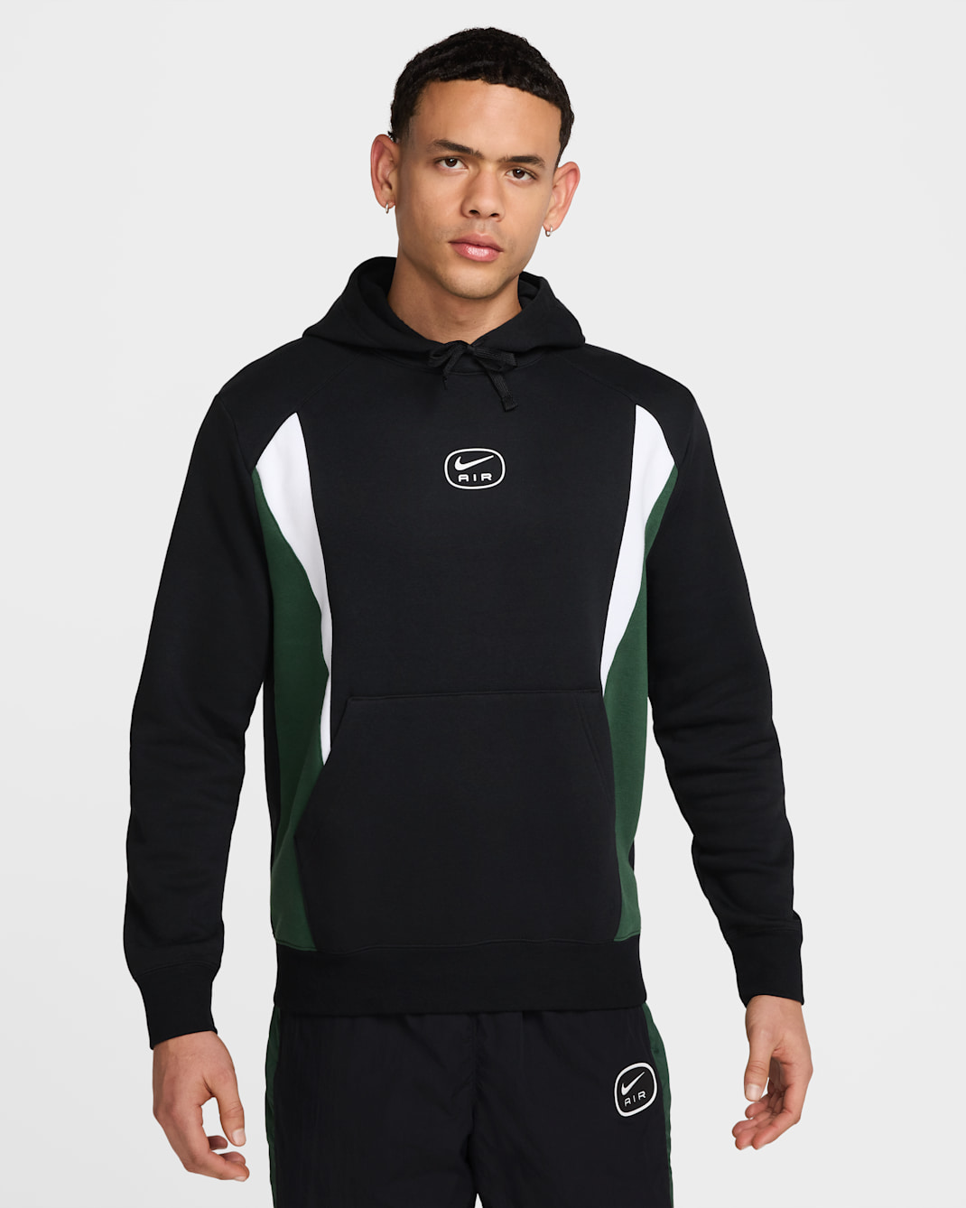 Nike Air Men's Pullover Hoodie - Black/Fir/White/White