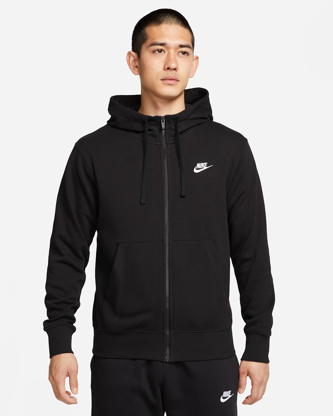 Nike Sportswear Club Men's Full-Zip Hoodie - Black/Black/White
