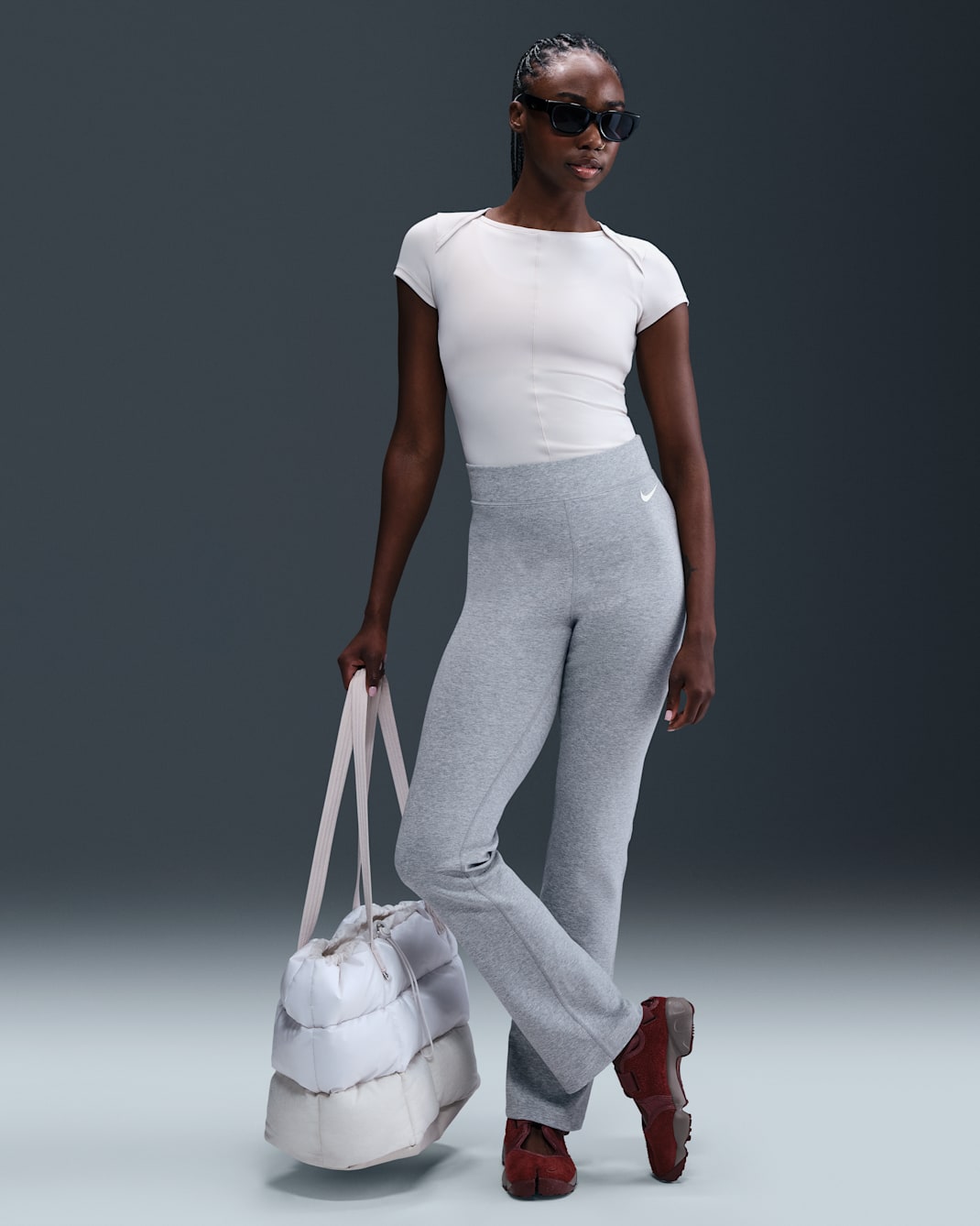 Nike Sportswear Classic Women's High-Waisted Bootcut Pants - Dark Grey Heather/Sail