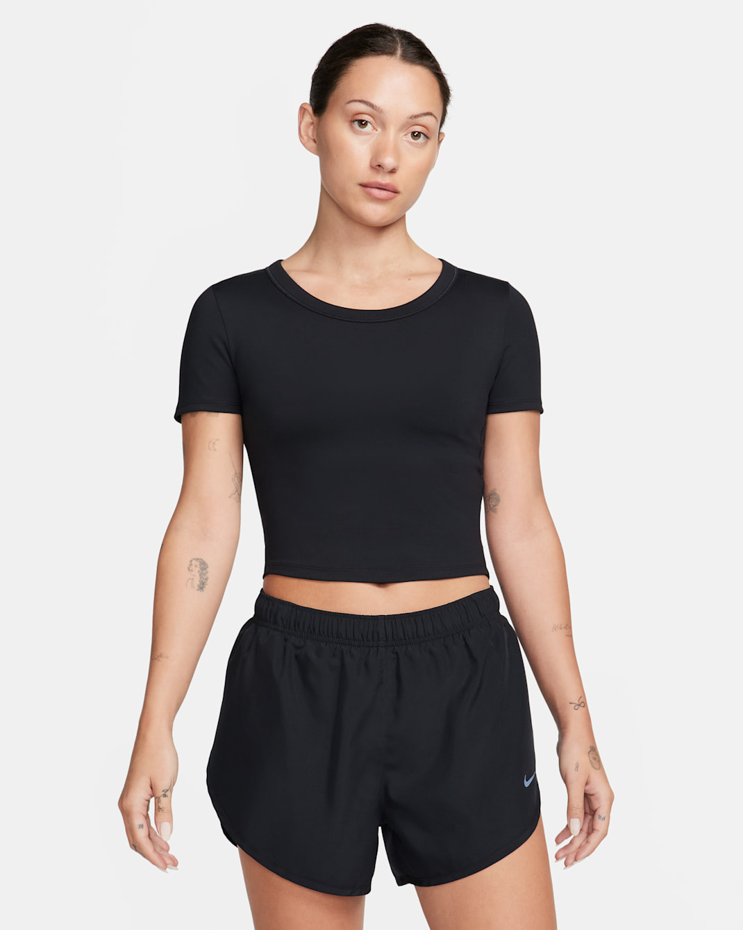 Nike One Fitted Women's Dri-FIT Short-Sleeve Cropped Top - Black/Black