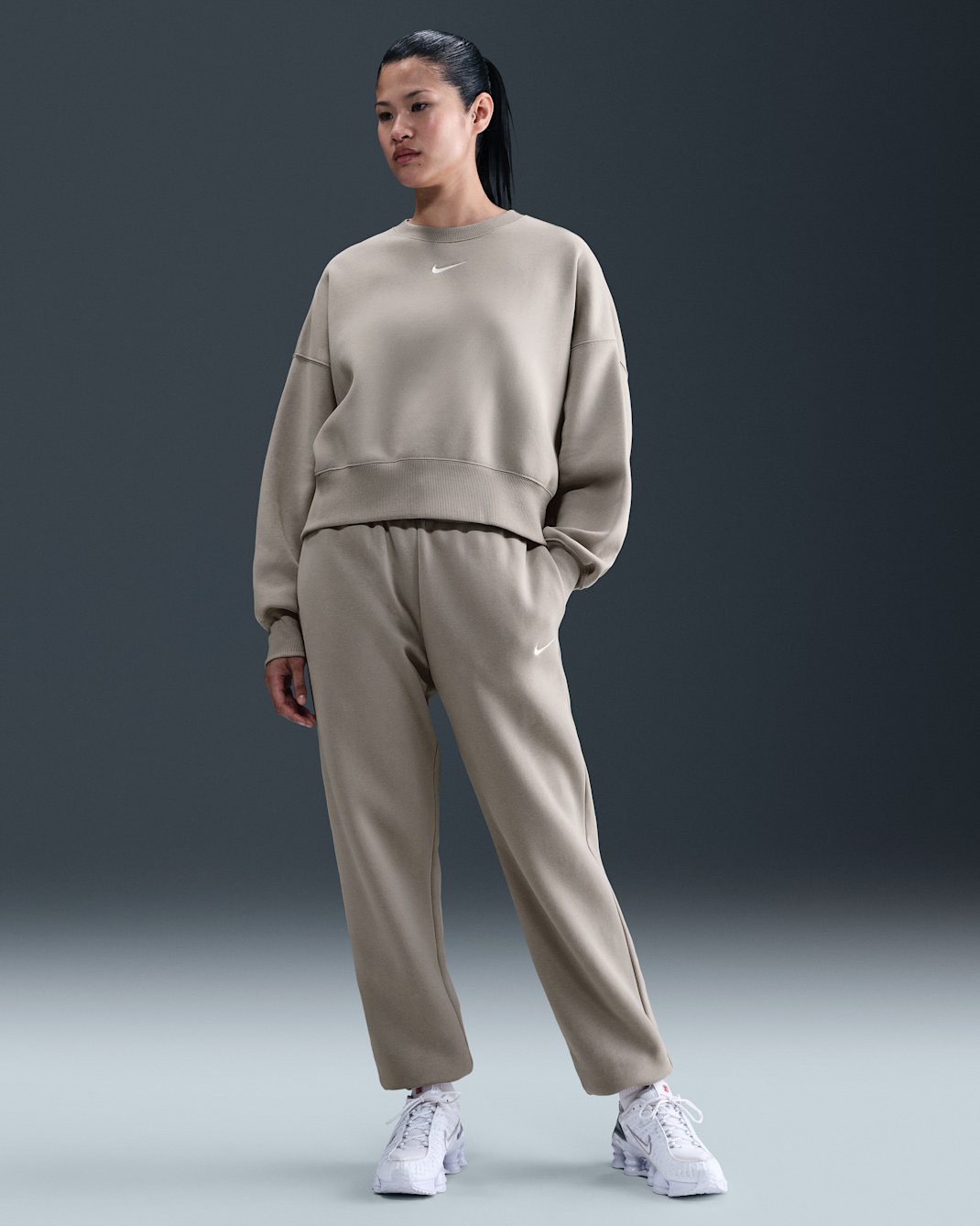 Nike Sportswear Phoenix Fleece Women's High-Waisted Oversized Tracksuit Bottoms - College Grey/Sail