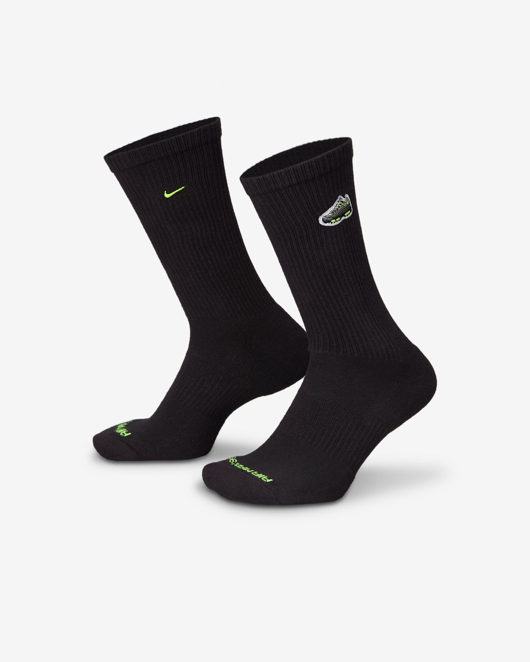 Nike Everyday Cushioned Crew Socks (1 Pair) - Black/Volt
