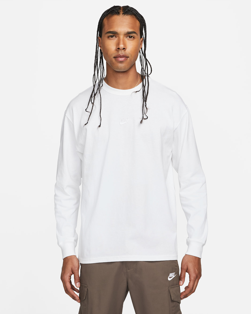 Ανδρικό μακρυμάνικο T-Shirt Nike Sportswear Premium Essentials - Λευκό/Λευκό